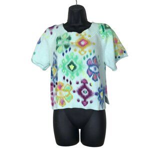 Anthropoligie Meera Embroidered 100% Cotton Knit Tee Size S
